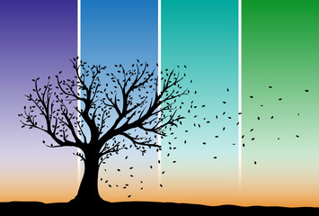 Wall Mural - Autumn tree silhouette