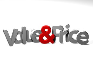 Poster - 3D Word Value And Price on white background