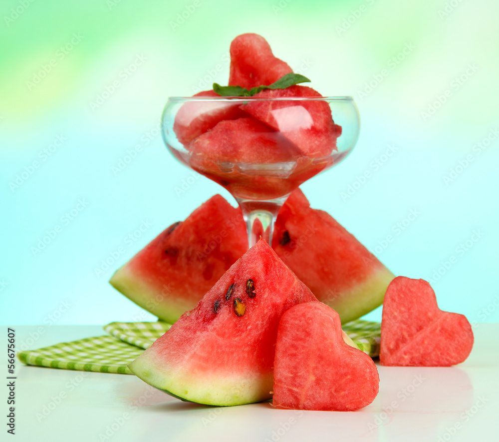 Fresh watermelon and watermelon dessert, outdoors