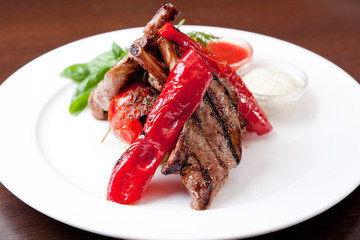 Wall Mural - Roasted Chops on a white plate