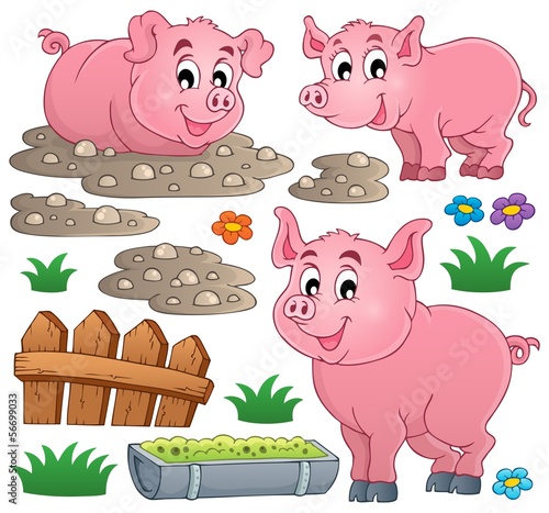 Naklejka dekoracyjna Pig theme collection 1