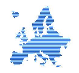 Europe silhouette with strips.