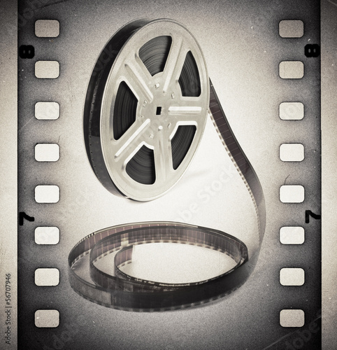 Board z aluminiowym obramowaniem Stary film rolka z taśmy filmowej. 