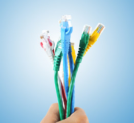 Aufkleber - USB cable isolated on blue background