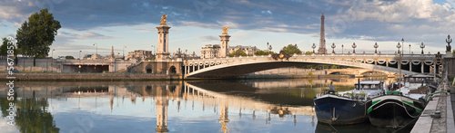 Board z aluminiowym obramowaniem Pont alexandre iii and eiffel tower, paryż