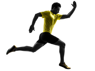 Wall Mural - young man sprinter runner running silhouette