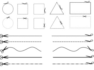 Wall Mural - Scissors cutting shapes and lines