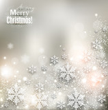 Fototapeta Dmuchawce - Elegant Christmas background with snowflakes and place for text.