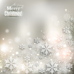 Wall Mural - Elegant Christmas background with snowflakes and place for text.