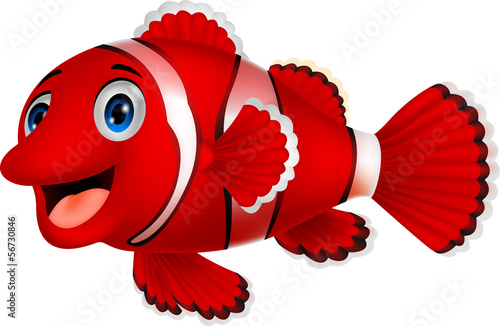 Tapeta ścienna na wymiar Cute clown fish cartoon