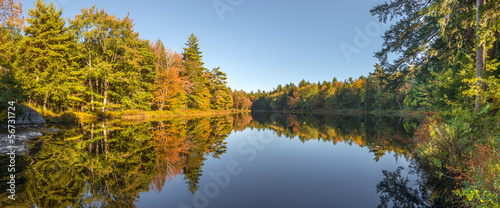 Plakat na papierze fotorealistycznym Panorama jeziora lasu jesienią