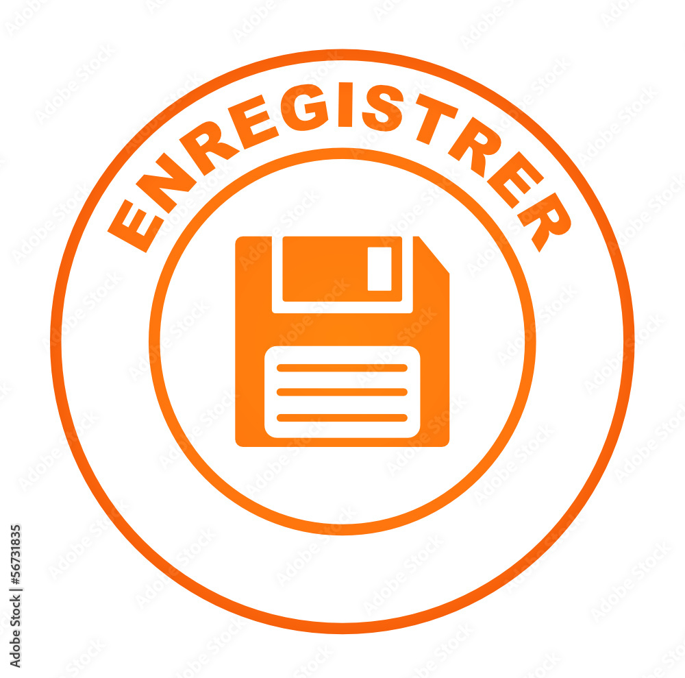 Image vectorielle Stock enregistrer sur bouton web rond orange | Adobe Stock