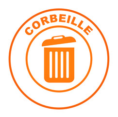 Sticker - corbeille sur bouton web rond orange