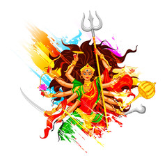 Poster - Happy Dussehra with goddess Durga