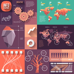 Wall Mural - Infographics of flat design with long shadows