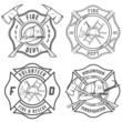 Set of fire department emblems and badges