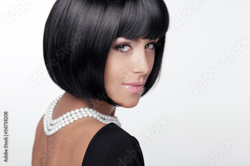 Naklejka na meble Fashion Haircut. Hairstyle. Sexy Lady. Stylish Fringe. Short Hai