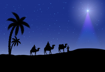 Wall Mural - Three wise men and Christmas star