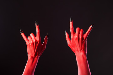 Poster - Red devil hands showing heavy metal