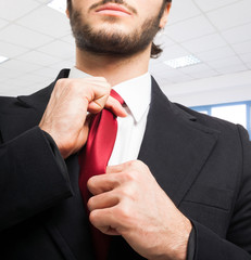 Wall Mural - Businessman adjusting his tie