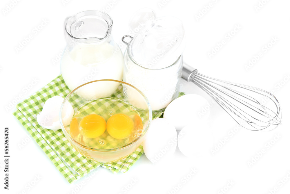 Ingredients for dough isolated on white