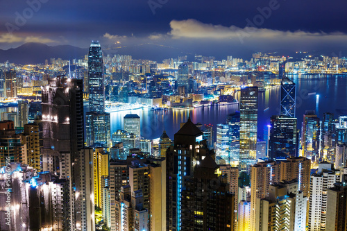 Naklejka samoprzylepna Hong kong city over mid night