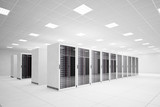 Fototapeta Perspektywa 3d - Data Center with 4 rows of servers