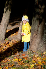 little girl in the autumn forest