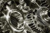 Fototapeta  - titanium and steel gears and  as aerospace and rocket parts