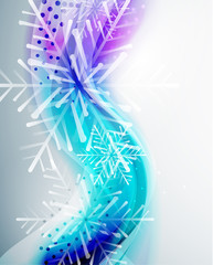 Blue business wave and Christmas snowflakes