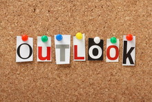 The Word Outlook On A Cork Notice Board