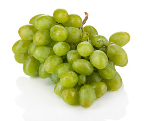 Ripe green grapes isolated on white