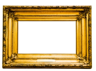 vintage gold frame, isolated on white