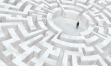 Fototapeta Perspektywa 3d - businessman in the middle of a maze