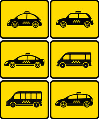 Wall Mural - set of cars with taxi symbol