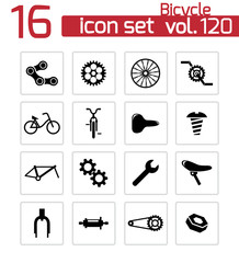 Canvas Print - Vector black bicycle part icons set