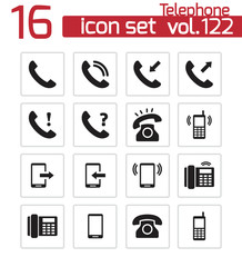 Sticker - Vector black telephone icons set