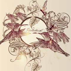 Aufkleber - Elegant vector invitation card in vintage style