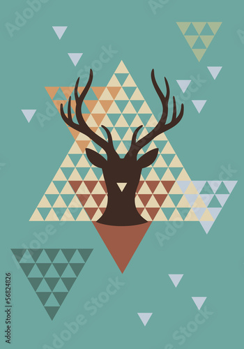 Plakaty Jeleń   boze-narodzenie-jelenie-z-geometrycznym-wzorem-wektor