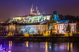 Fototapeta Boho - The View on Prague gothic Castle with Charles Bridge