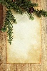 Wall Mural - Blank paper with Christmas decorations