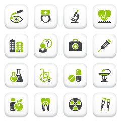 Poster - Medicine icons. Green gray series.