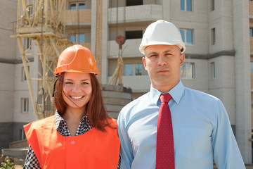 Wall Mural - Portrait of two builders