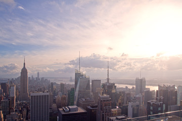 Fototapete - New York city at sunset