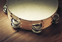 Wooden Tambourine On A Table