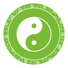 Canvas Print - Yin Yang dans un panneau vert