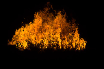 Blazing flames on black background