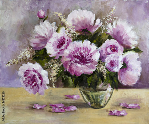 Naklejka na szybę bouquet of peonies in a glass vase