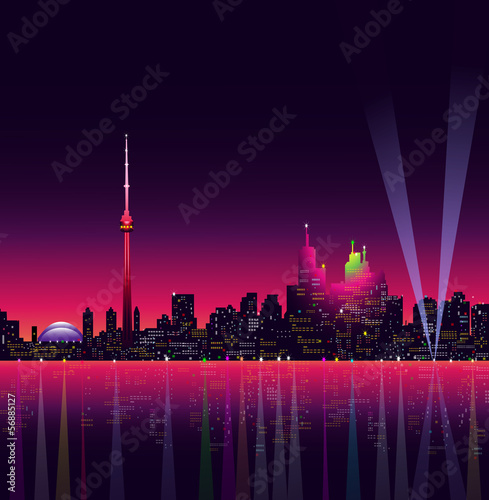 Plakat na papierze fotorealistycznym Toronto w nocy - ilustracji wektorowych