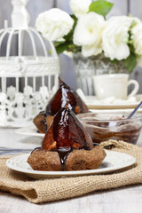 Sticker - Pear in cake with chocolate sauce